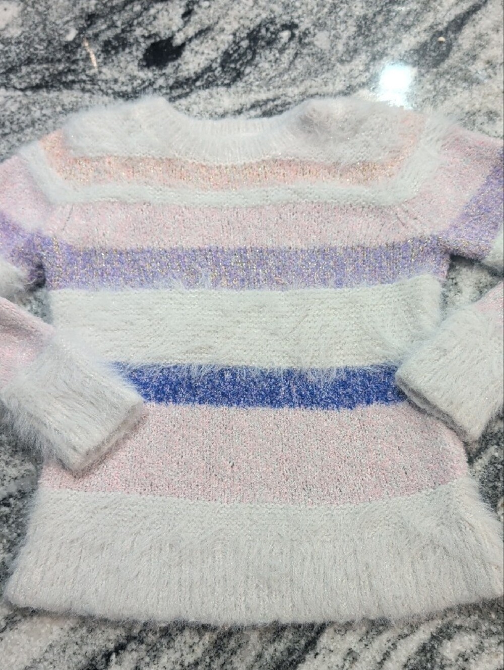 Cat & Jack Pastel Striped Fuzzy Crewneck Sweater - Pink, Lavender, Blue, Cream